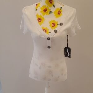White Buttoned Women's Top
